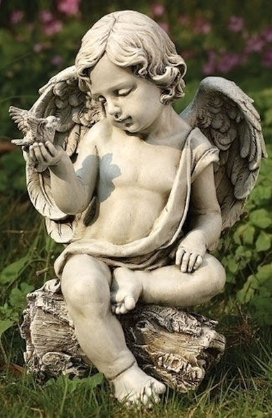 Cherub With Dove Statue With Bird Garden Decor shopping Angels art
